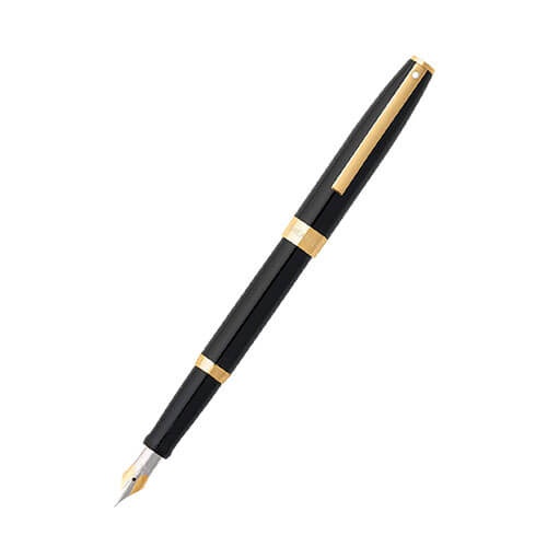 Sheaffer Sagaris Gloss Black/Gold Trim Pen (Med Fountain)