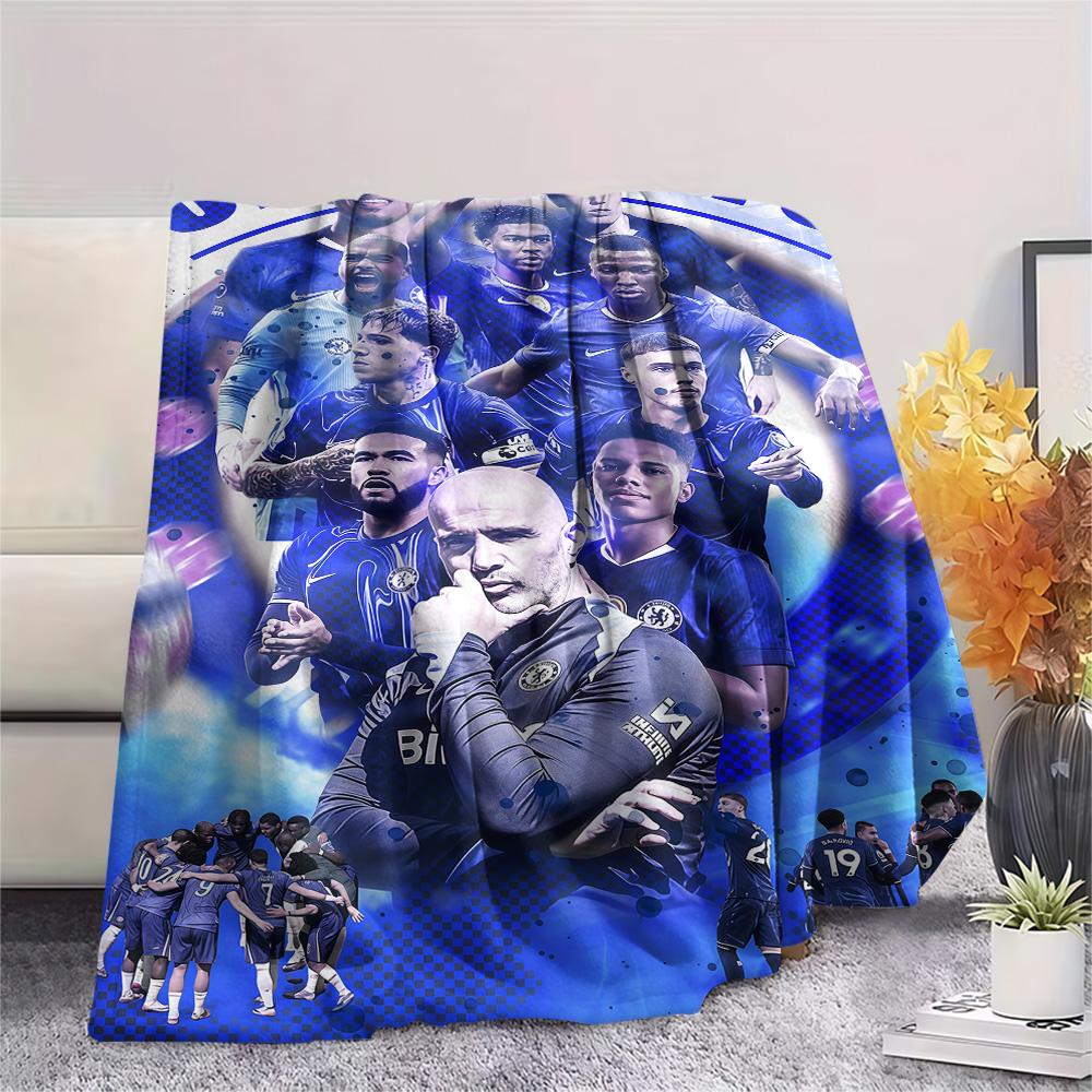 Chelsea FC Football Print FlAannel Blanket, High Quality Comfortable for All Seasons, Home Decor, Warmth and Comfort