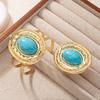 Exquisite Retro Blue Turquoise Bracelet and Ring Set - Women's Unique Gold Jewelry