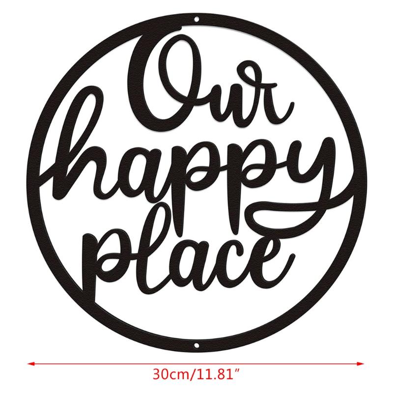 Our Happy Place Sign Metal Art Wall Decor Hanging Letter Home Plaque