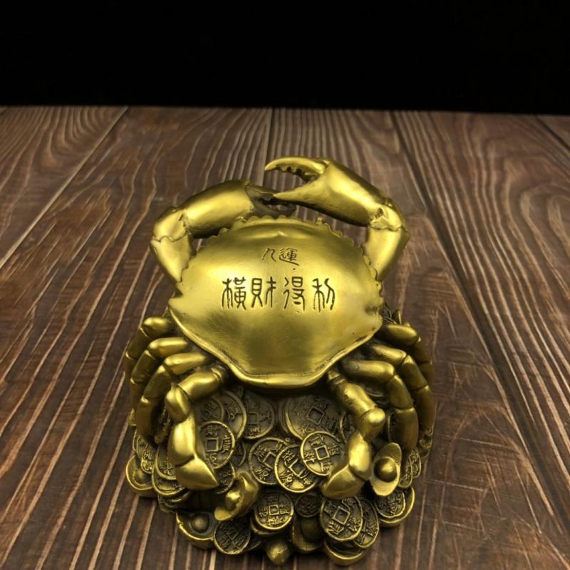 Brass Wealth From All Directions Money Copper Crab Home Desktop Craft Decoration Ornament Long15Wide12High10He