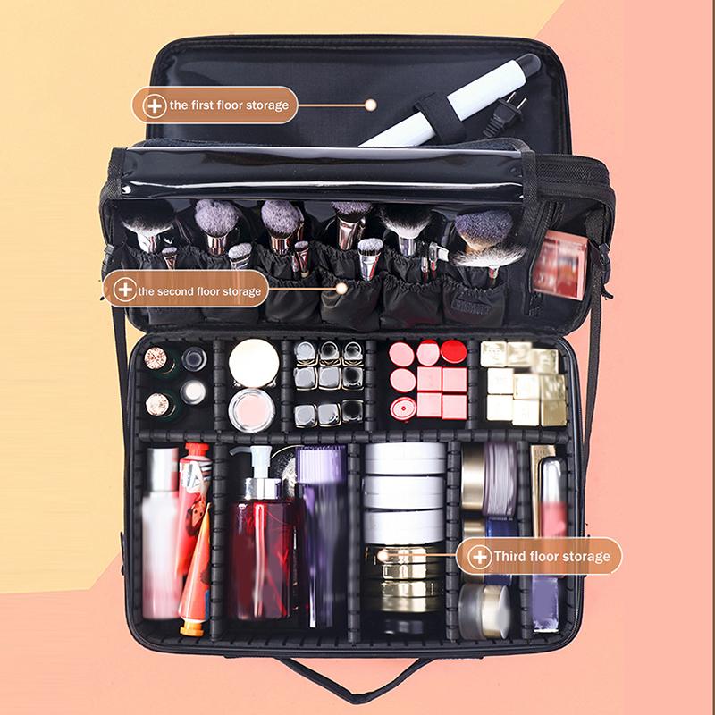 Large Capacity Makeup Case Hand-Held Crossbody Toolbox For Makeup Nail Art Services
