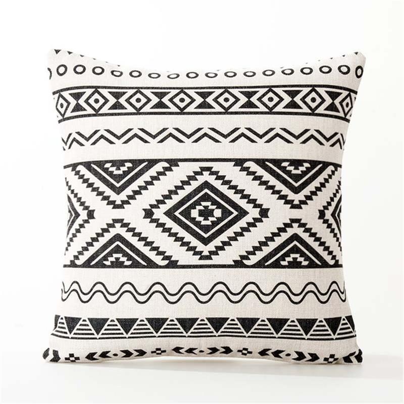 Nordic Black And White Sofa Cushions Cover Linen Bohemian Ethnic Throw Pillows Cover Grey Decoration Geometric Pillow Cover