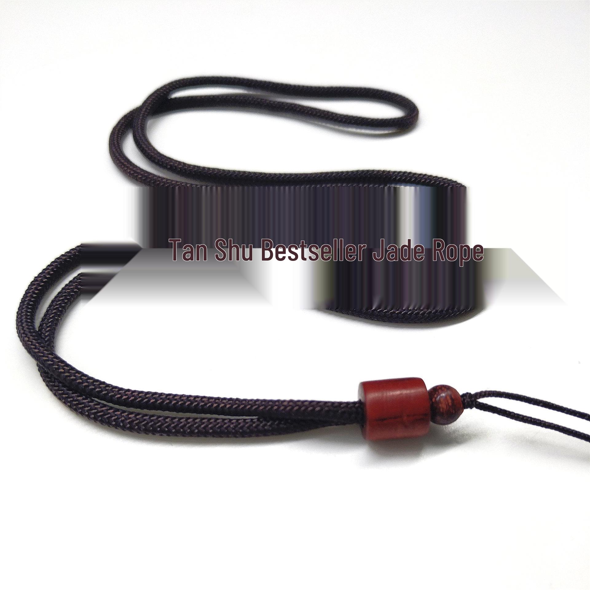 Handmade Unisex Coffee Sandalwood Rope Necklace with Jade Pendant and Safety Buckle.