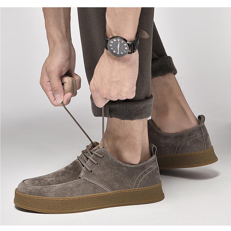Outdoor Fashionable Suede Men's Lace-Up Casual Shoe Low-Top Thick-Soled Durable Oxford Shoe Lightweight Comfortable Walking Shoe