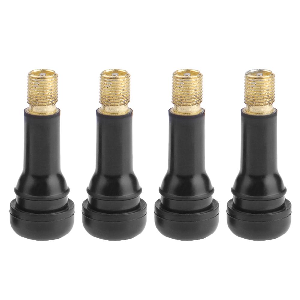 4pcs TR438 Car Tubeless Tire Valves with Dust Cap Rubber Copper Vacuum Tire Air Valve Stems for Car Wheel Tyre Valve Accessories