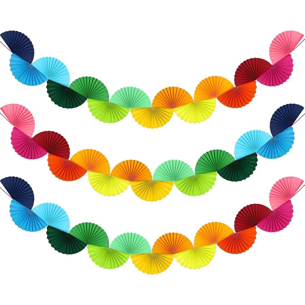 3pcs Wedding Paper Fans Garlands Colorful Background Ceiling Hanging Decorations Set for Birthday Party Supplies 3D Bachelorette Party Decorations