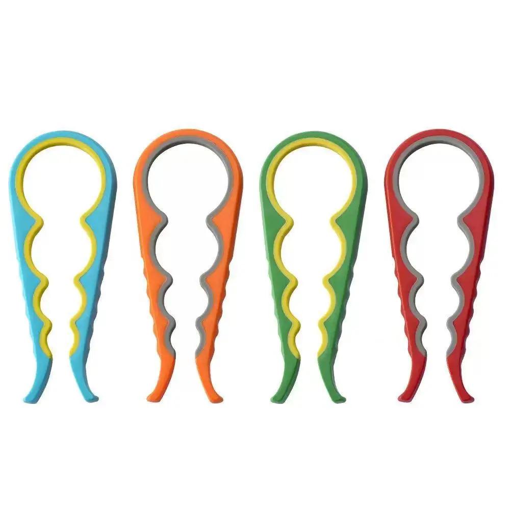 Multifunkční otvírák 4 v 1 - Otvírák na lahve, Odstraňovač víček sklenic & Twister na uzávěry, Protiskluzová rukojeť na plechovky, nápoje, sklenice