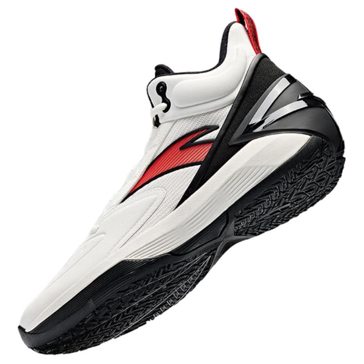 New Anta Cushioned Slip Resistant Coverage High Top Basketball Shoes Men's White Black Red 912511604Q-2
