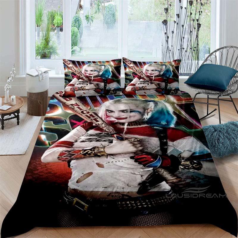 Suicide Squad 3-Piece Bedding Set: 3D-Printed Cartoon Duvet Cover Set (Includes Pillowcases; Inserts Not Included).