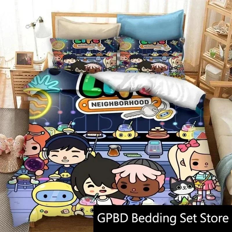 

3D Print Toca Life World Cartoon Comfortable Duvet Quilt Cover Pillowcase Bedding Set Children Bedroom Decoration Home Textile 70x133cm