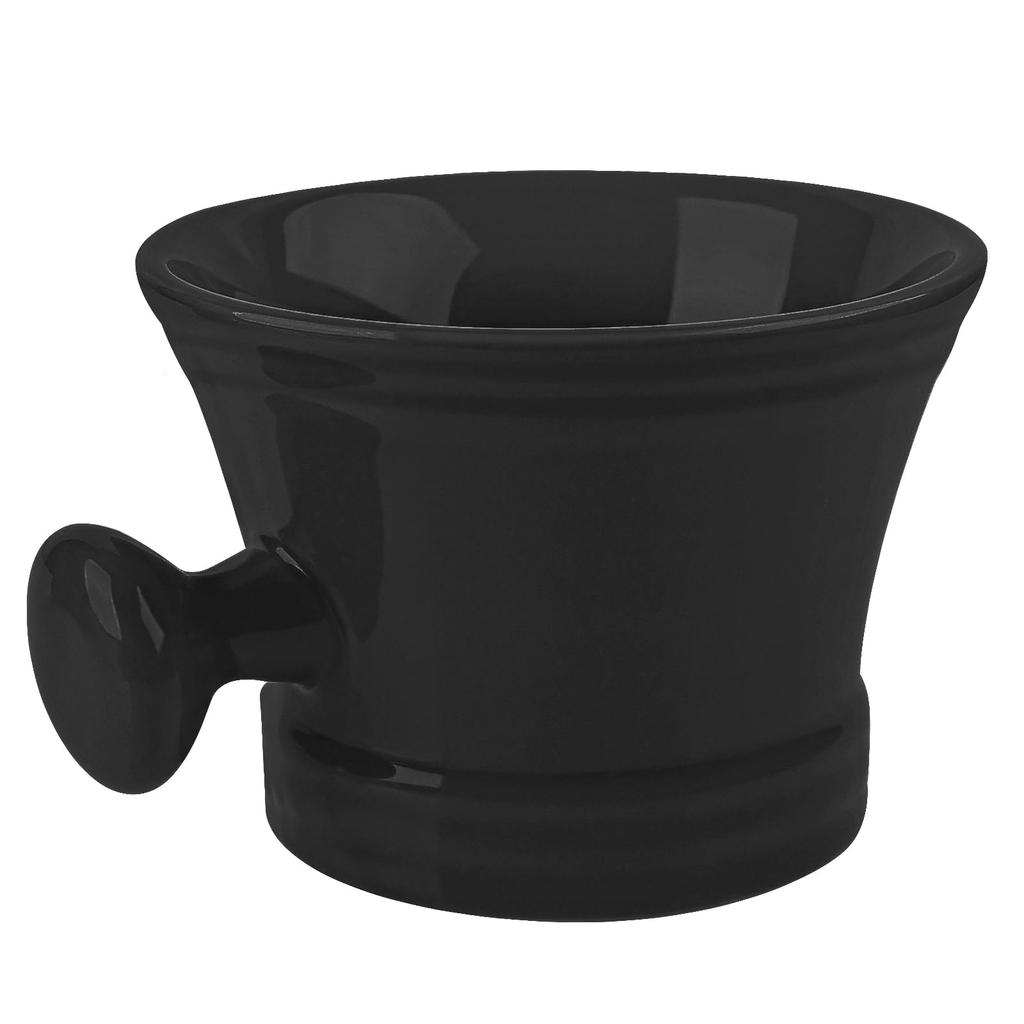 Linkidea Ceramic Shaving Mug with Knob Deep Size Wet Shaving Cup for Razor Shave Soap and Cream Bowl Handle, Men, (Black)