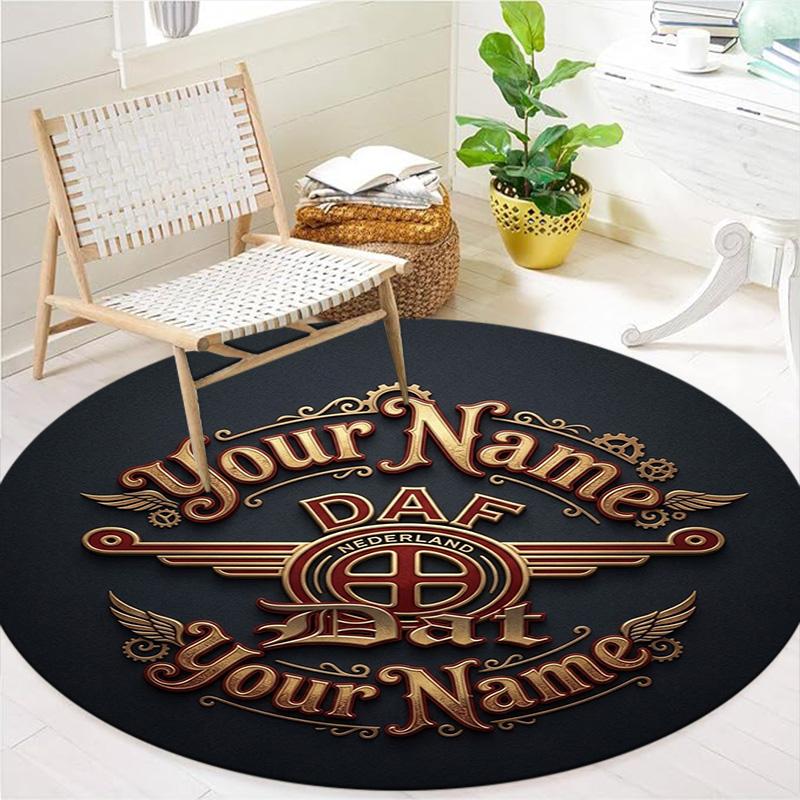 Daf Team Custom Name Round Area Rug Carpet Rug For Living Room Bedroom Sofa Playroom Decor Nonslip Floor Mat