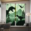 Set Of 2 Dinosaur Shadow Curtains Polyester Drapes Suitable Bedroom Living Room Office Featuring Timeless Curtain With Rod Pocket Ideal For Great