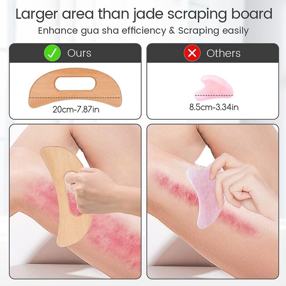 Holz Gua Sha Werkzeug Manueller Massageschaber für Anti Cellulite Schlankheits Guasha Massagebrett Körper Gua Sha Paddel Therapie Werkzeug