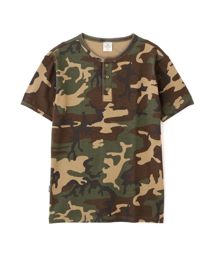 Avirex Daily Rib Short Sleeve Neck Camouflage Rib Henley Neck Short Sleeve Daily Size Olive 6143504 T-Shirt (Web Exclusive) T-Shirt, Wear, Men's, M,