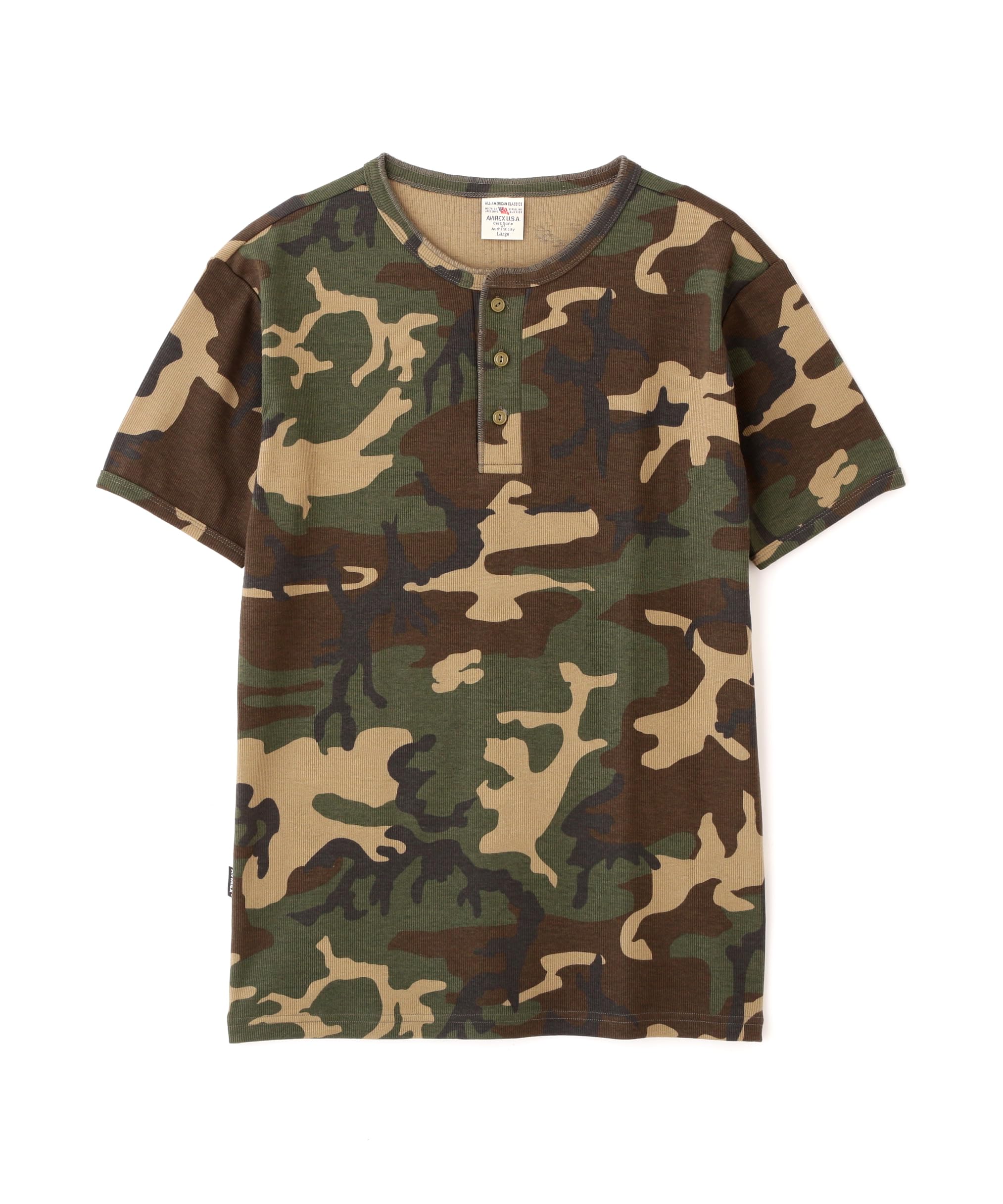 

Avirex Daily Rib Short Sleeve Neck Camouflage Rib Henley Neck Short Sleeve Daily Size Olive 6143504 T-Shirt (Web Exclusive) T-Shirt, Wear, Men s, M,