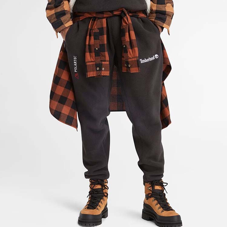 Timberland Solid Logo Outdoor Moisture-Wicking Fleece Pants Men Bottoms Black A6KR5-001