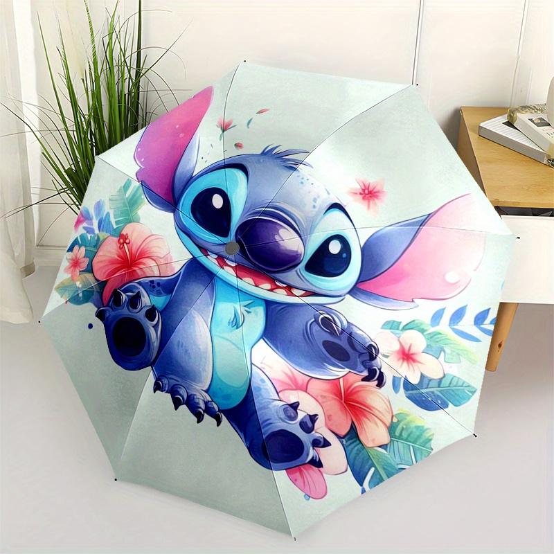 

Stitch,Cute Fully automatic themed umbrella 8 ribs durable iron frame, tri fold compact design, perfect as a gift, travel umbrella, unisex