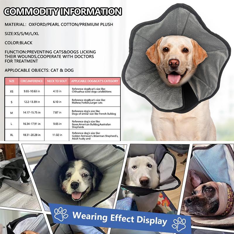 Nový nastavitelný obojek Elizabeth Ring po operaci proti olizování proti kousnutí pro psy s kuželovým obojkem Pohodlný měkký obojek pro psa