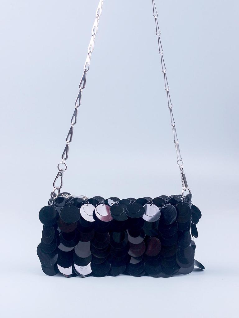 Silver Shiny Film Handmade Circle Crossbody Bag - Autumn/Winter Evening Fashion Accessory