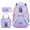 Huntrix Demon Hunters School Bag Meal Bag Pencil Bag Three-Piece Set Large Capacity Backpack Girls Elementary School Backpack