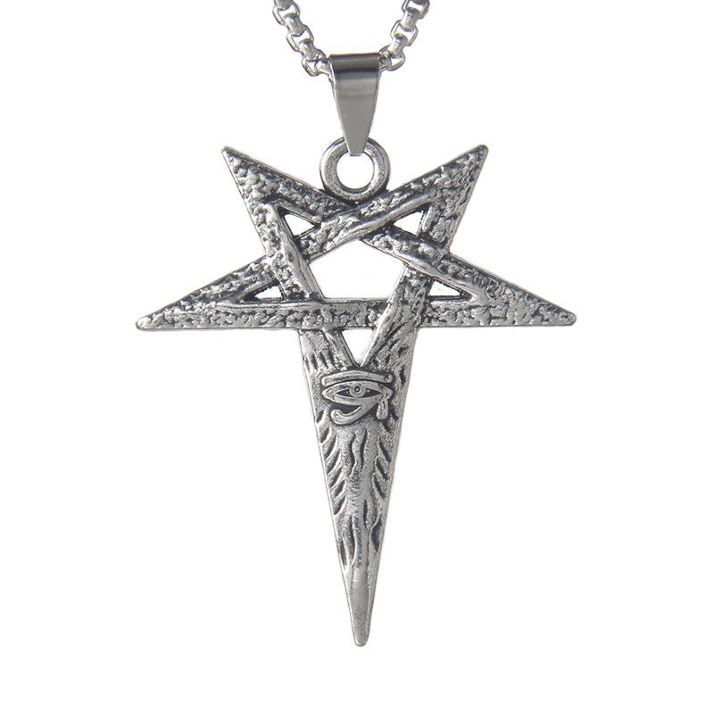 Viking Style Pentagram Pendant Necklace Stainless Steel Chain For Men Retro Jewelry