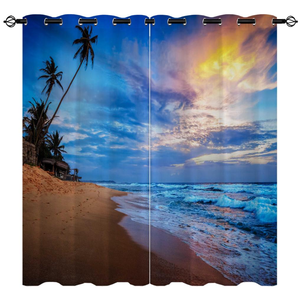 Beach Seaview Series 8 Digital Printing High Density Blackout Curtains