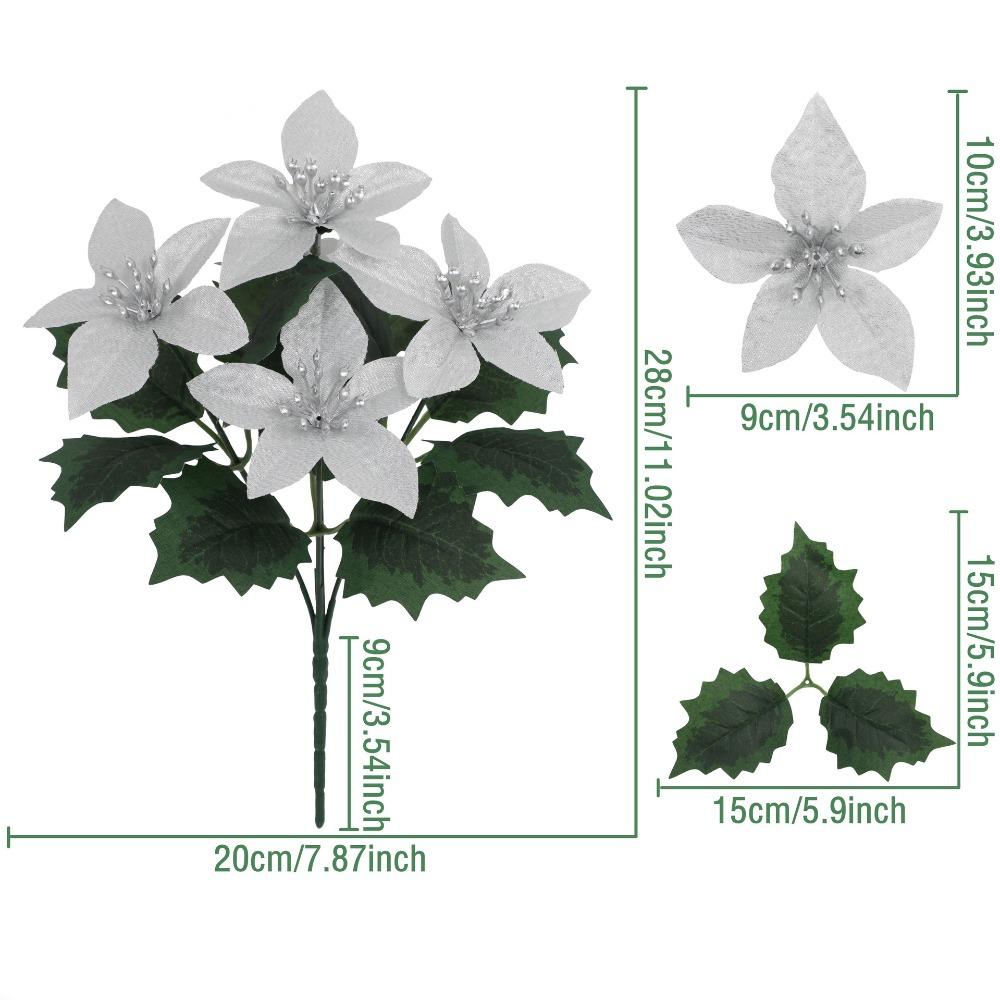 1/3pcs Plastic Plants Christmas Artifical Flowers with 5 Forks Creative Christmas Ornaments Reusable Simulated Flowers Bouquet