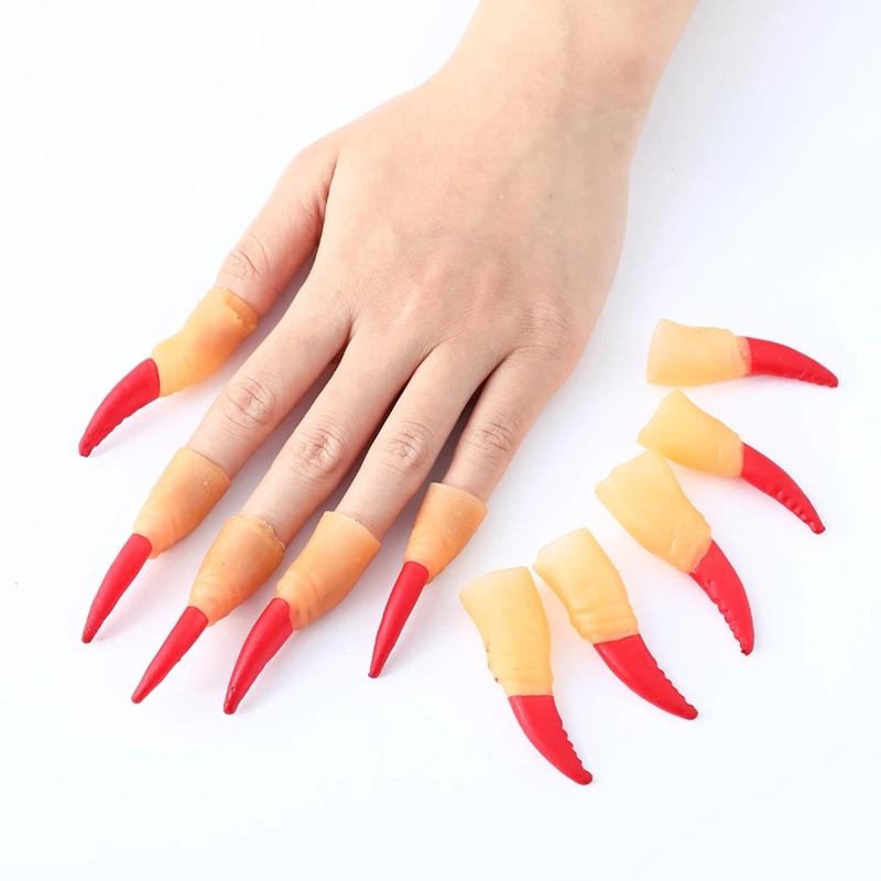 Witch Fingers Nails Halloween Costume Props Fake Witch Nose for Party Club