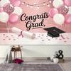 2D Flat Graduation Backdrop Pink "Congrats Grad" Themed Background Cloth