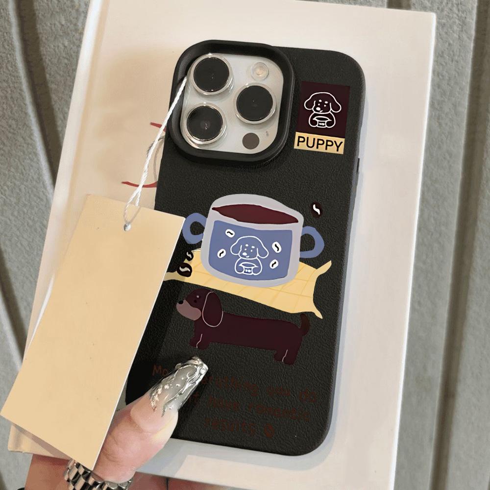 

Чехол для телефона iPhone 11 13 XR XS Max, чехол для iPhone 12 14 15 16 Pro Max 12 Pro 15 Plus, кожаный, окрашенный, водонепроницаемый, устойчивый к падениям и износу, мультяшный iPhone 11 чёрный