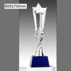 Customized Five pointed Star Pillar Crystal Trophy, Excellent Souvenir Reward Home Decoration Honor Gold Silver Copper Medal 1Pc