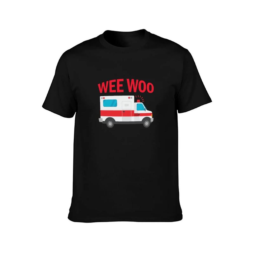 Wee Woo First Responder Funny EMT Medical Ambulance Gear T-Shirt Anime Clothes Oversized Graphic Tee Mens Funny T Shirts