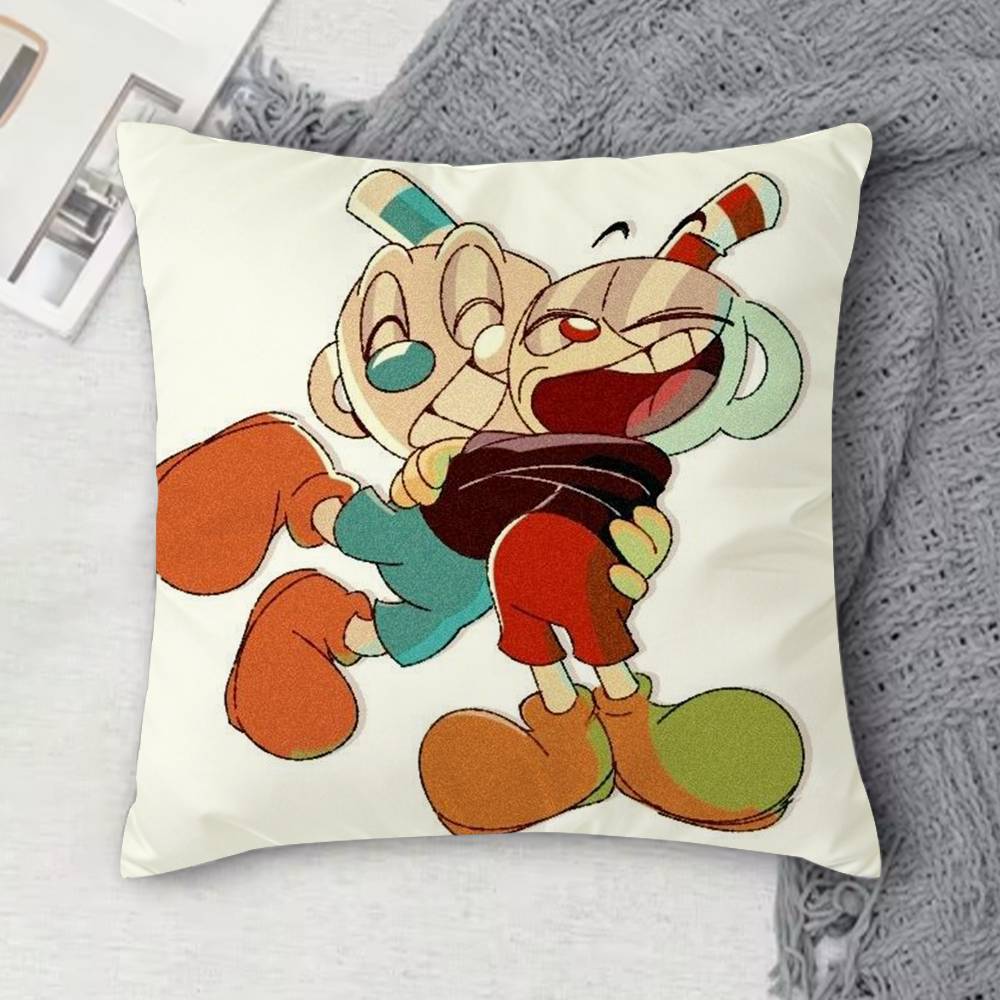 C-Cuphead Double-Sided Printed Square Decorative Cushion Cover For Sofa Living Room Home Decor