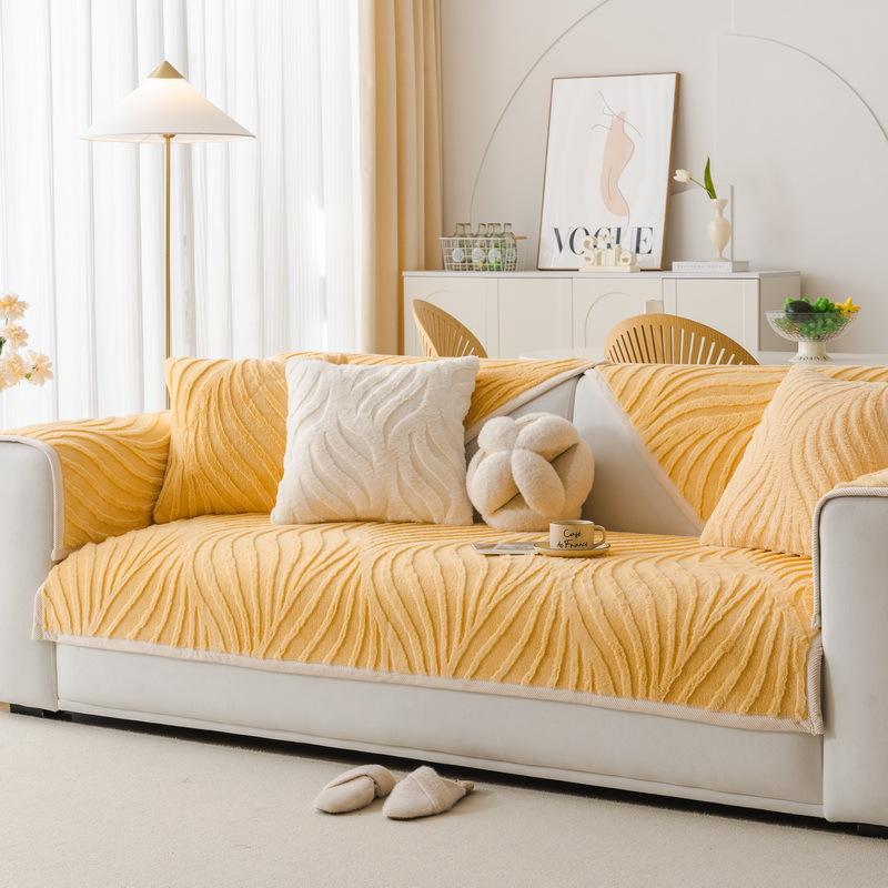 Winter Sofa Cushion  Autumn And Winter New Rabbit Plush Seat Cushion Non-Slip Leather Sofa Cover Cloth Towel Cream Wind