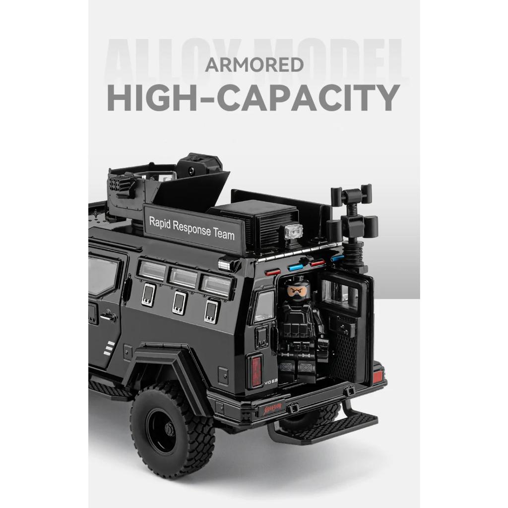 1/24 Lega Spada Tigre dai Denti a Sciabola Modello di Auto Antideflagrante Diecast Veicoli Blindati Off-road della Polizia Modello di Auto Suono Luce Giocattolo Regalo