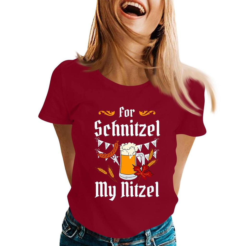Oktoberfest Letter Print T-Shirt for Men Women, Casual Short Sleeve Tee