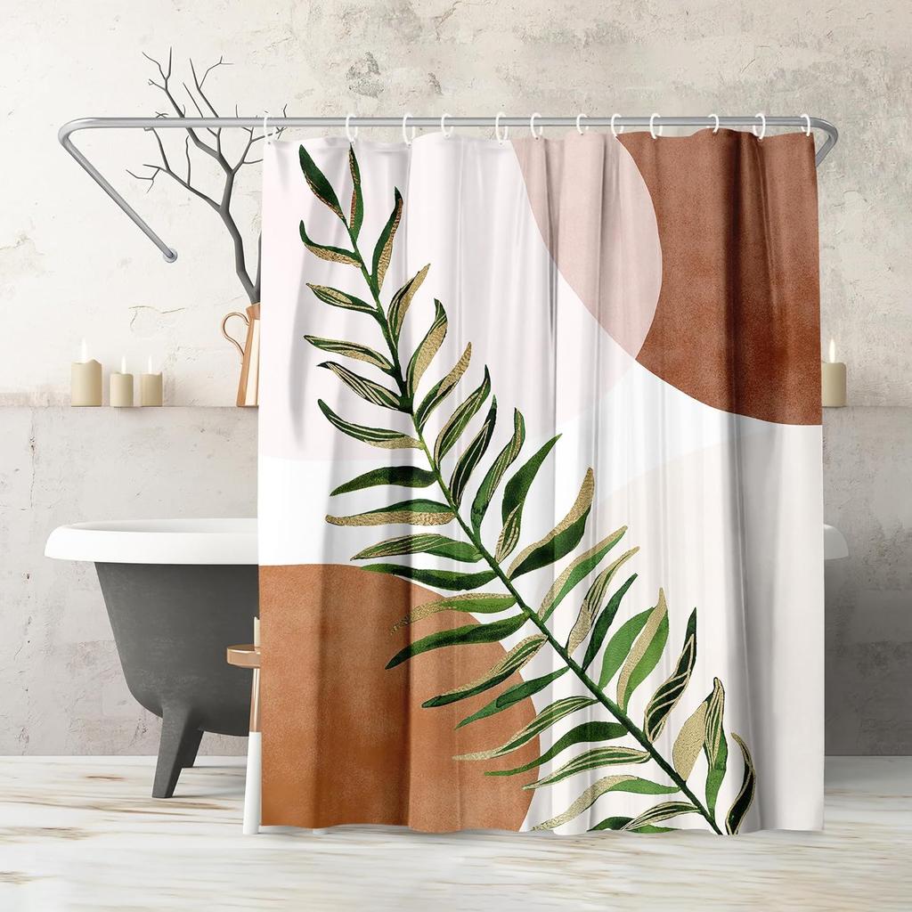 Beach Shower Curtain - Water-Resistant Long Shower Curtain with Coastal Landscape Design - Durable Metal Grommets and 12 Hooks