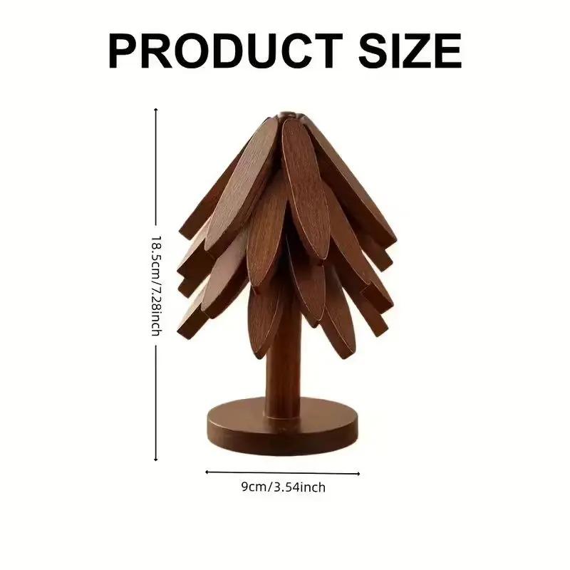 3/4/5PCS Tree Design Stand Bamboo Wooden Trivets Decorative Anti Scald Heat Resistant Table Mat Coaster Wood Placemats Pot