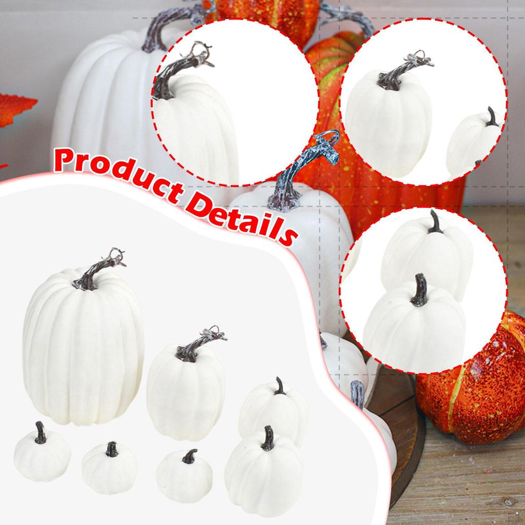 7 Pieces Faux Pumpkins Decorations Decor Crafts Artificial Ornaments for Seasonal Fireplace