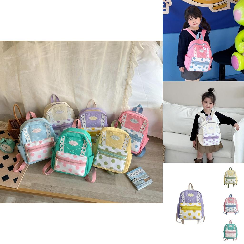 Trendy Polka Dot Children's Backpack Cute Cartoon Design Stylish And Colorful School Bag