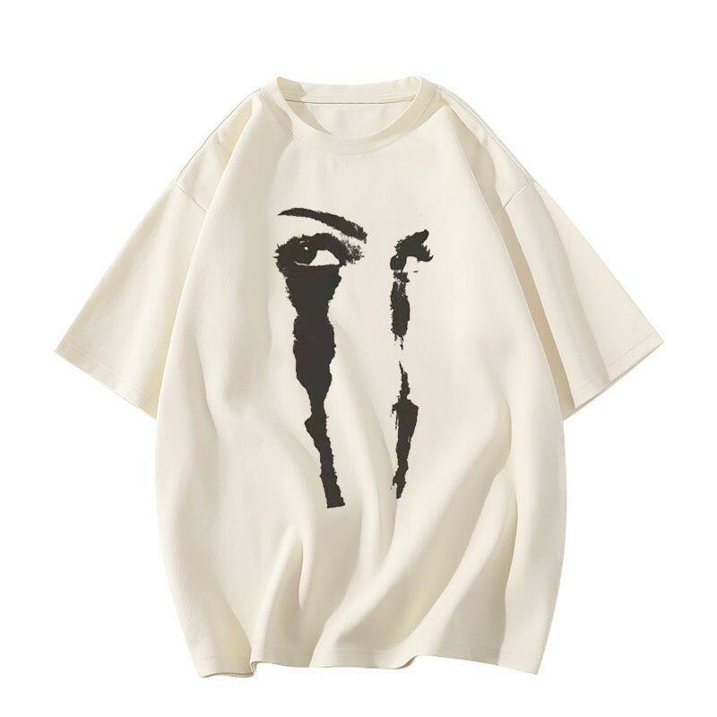 American high street white cotton short-sleeved t-shirt women's summer new trendy brand fat mm large size loose half-sleeved top ins