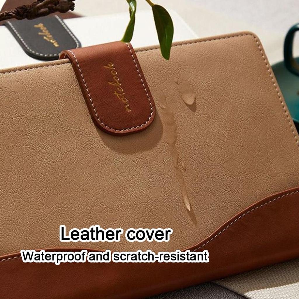 A5 leather buckle business notebook, work meeting record book, notepad, diary, excerpt book, travel log, 128 sheets 256 pages