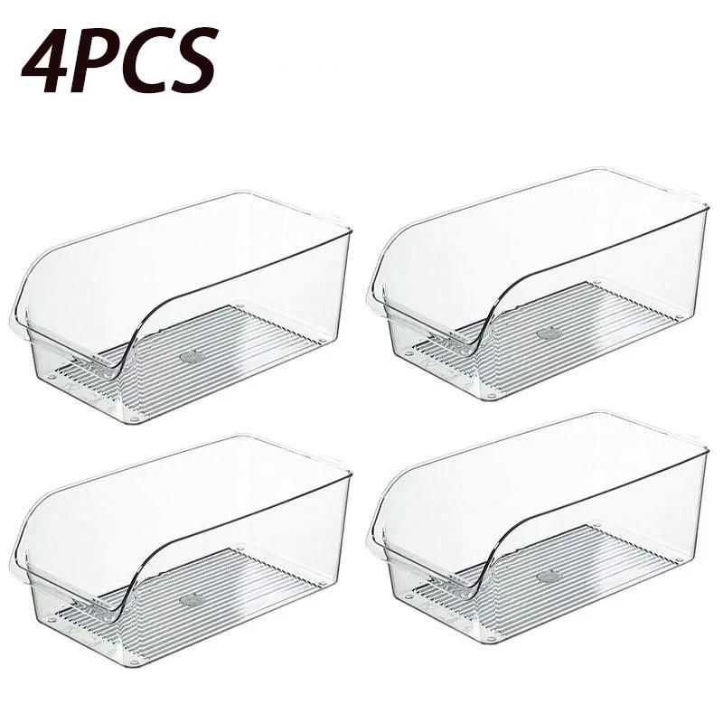 2Pcs/3Pcs/4Pcs Clear Fridge Organizer Open Drawer Snack Storage Box Multifunctional Container For Home