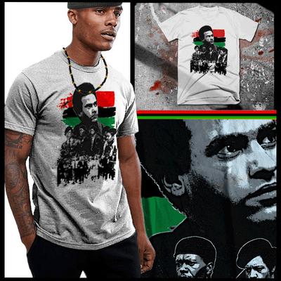 Black History Powered , Huey P Newton, Malcolm X, Angela Davis, M Garvey Unisex T-shirt