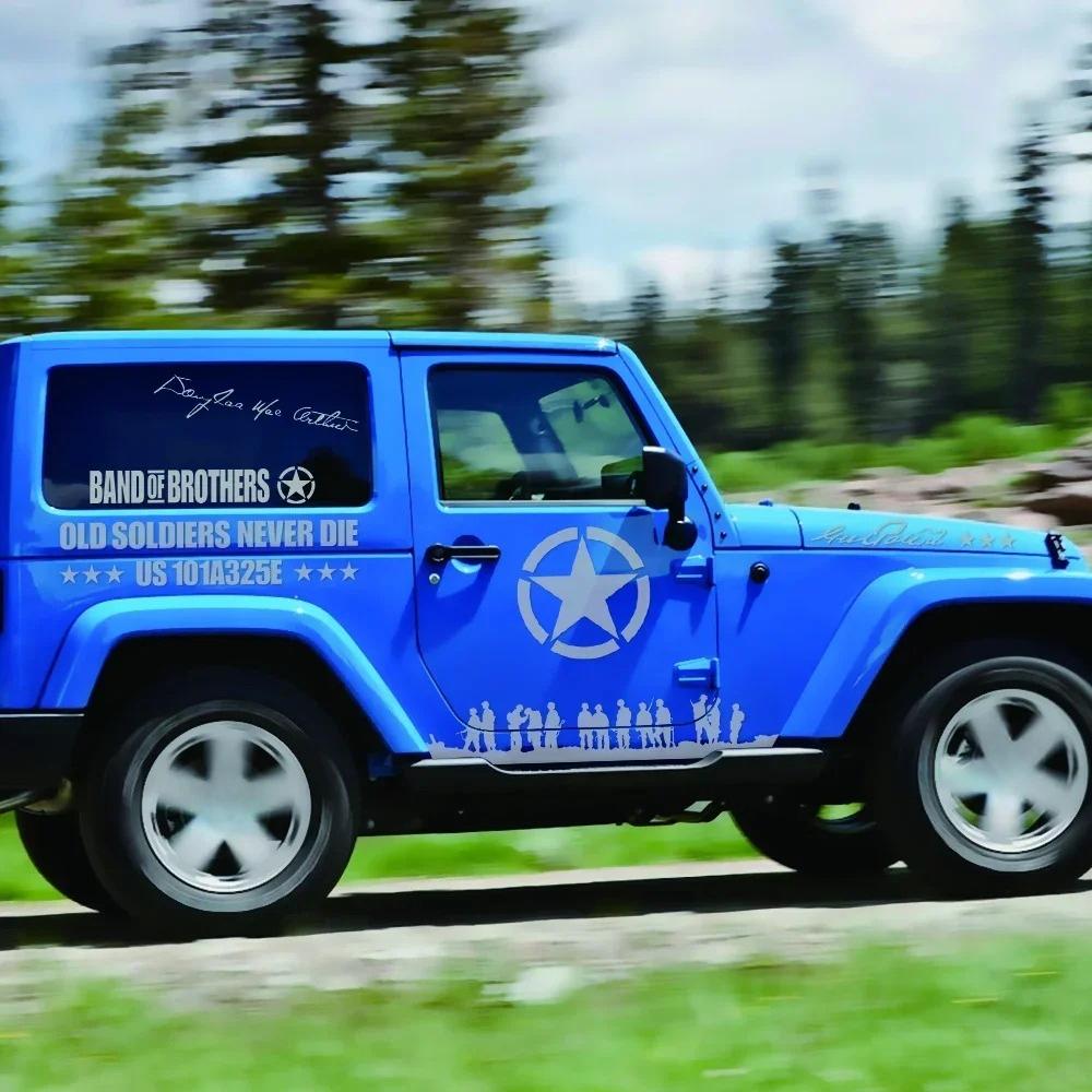 12 Stück Auto Tür Vinyl Aufkleber für Jeep Wrangler JK TJ Jl YJ Auto Pentagramm Soldaten Karosserie Dekoration Vinyl Decals Zubehör