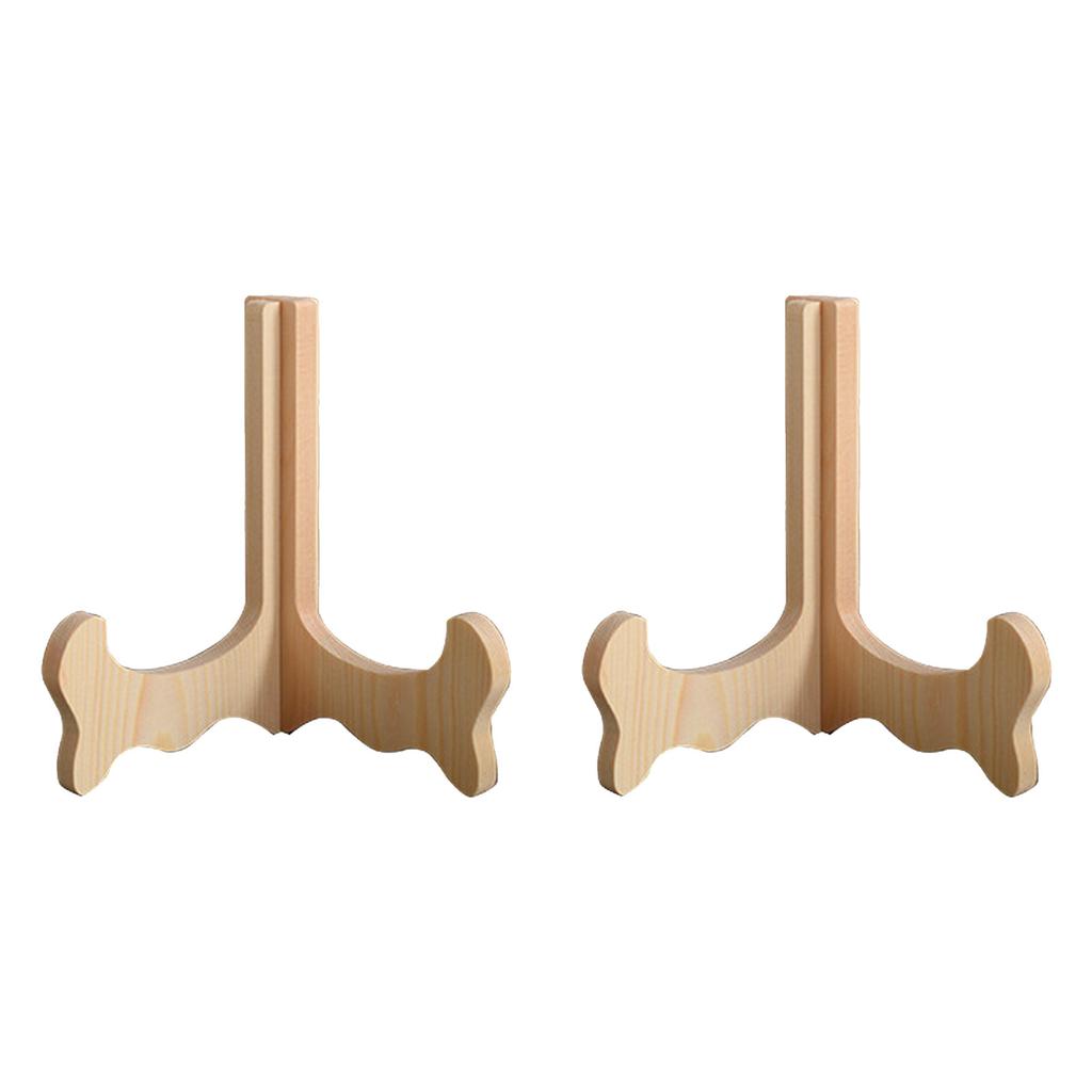 2 Pieces Sturdy Wood Display Stands for Plates and Sculptures Suitable for Any Decoration Elegant Styles Various Sizes