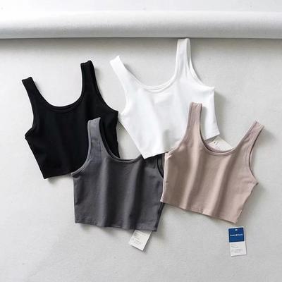 1 pieza de chaleco corto sin mangas de algodón con cuello en U para mujer sexy en verano MYY