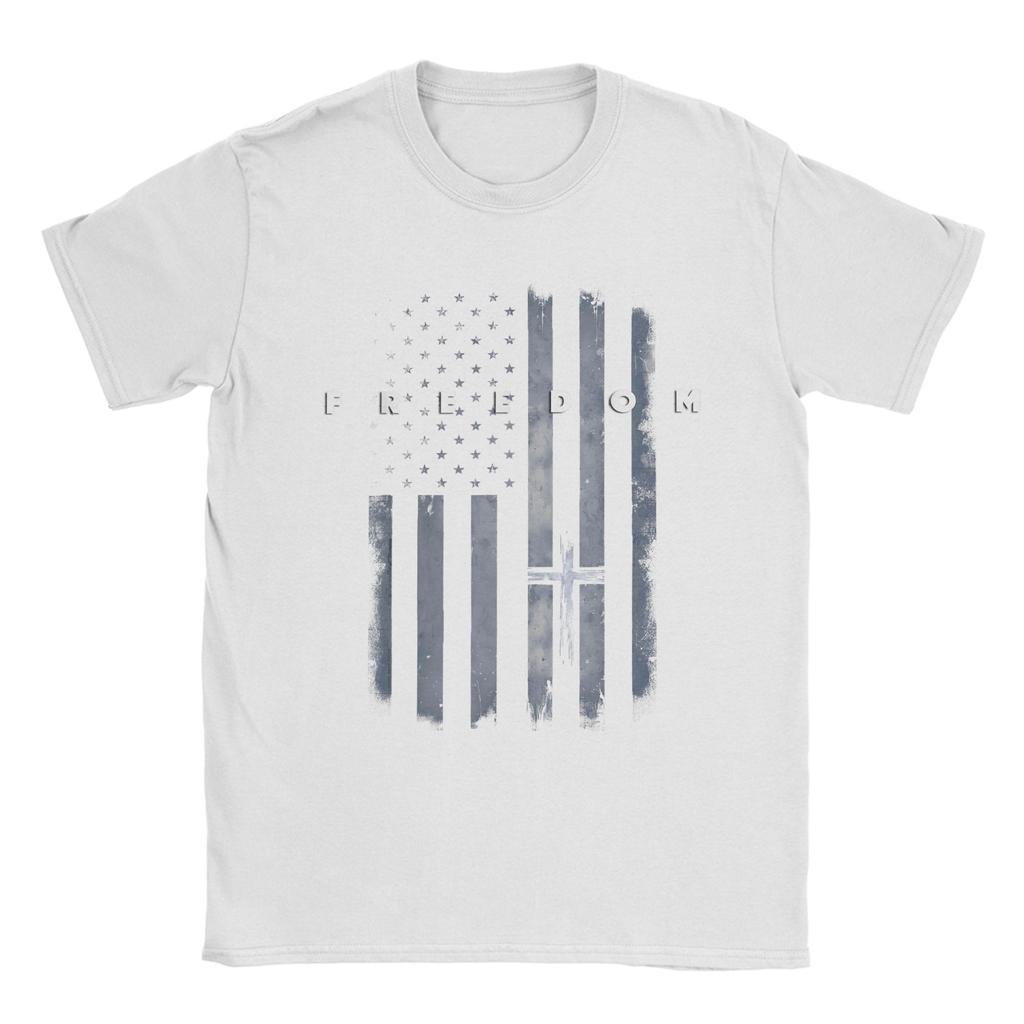 Unisexs TShirts Grunge American Flag and Cross Faith Family Freedom Casual Cotton Tee Shirt Short Sleeve T Shirt Round Neck Tops